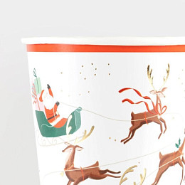 Стаканы Meri Meri "Санта на санях с северными оленями", 8 шт