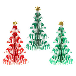 Декорации объёмные Meri Meri "Ёлки полосатые" , 3 шт