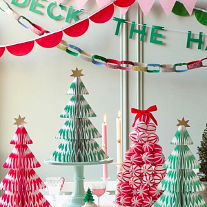 Декорации объёмные Meri Meri "Ёлки полосатые" , 3 шт