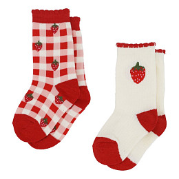 Носки Flöss "Vibe Molly Check", 2 пары, микс с ягодной клеткой виши