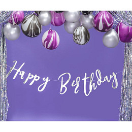 Гирлянда Party Deco "Happy Birthday", серебро, 62 см