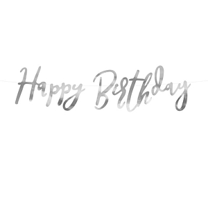 Гирлянда Party Deco "Happy Birthday", серебро, 62 см