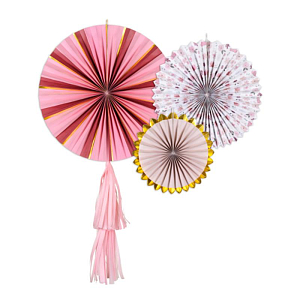 Украшения-вертушки Party Deco "Розовые цветы", 3 шт