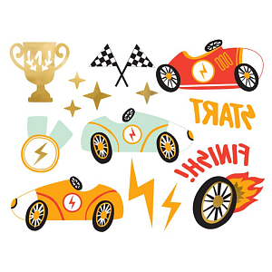 Татуировки переводные Party Deco "Гоночные машины"