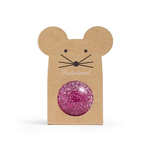 Мяч-попрыгунчик Ratatam "Mouse", розовый с блестками, 4 см