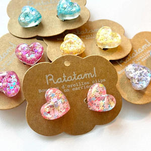 Клипсы в виде сердец Ratatam "Hearts", желтые