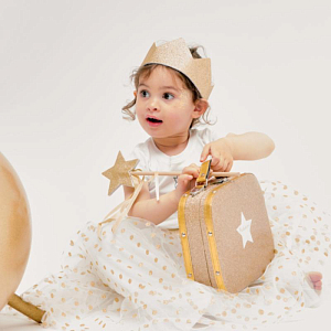 Сумка-чемодан Ratatam "Glitter", золотые блестки, 25 см