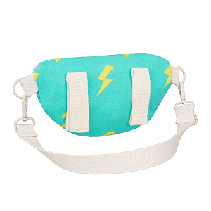 Сумка поясная текстильная Рататам (Ratatam) "Молния", молнии на бирюзовом