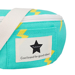 Сумка поясная текстильная Рататам (Ratatam) "Молния", молнии на бирюзовом