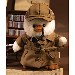 Утенок TeddyTales "Шерлок" в одежде детектива, S, белый, 20 см