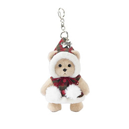 Медведь Lina TeddyTales, в плаще с помпонами, XS, молочный, брелок, 15 см