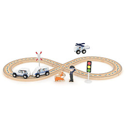 Игровой набор Hape J’adore "Полицейское отделение с железной дорогой", серия "Треки"