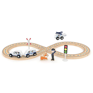 Игровой набор Hape J’adore "Полицейское отделение с железной дорогой", серия "Треки"