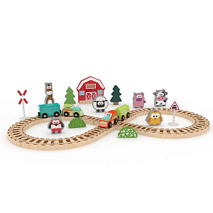 Игровой набор Hape J’adore "Ферма с железной дорогой", серия "Треки"