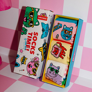 Набор носков Hello Hossy "Cats", 3 пары, мир котов