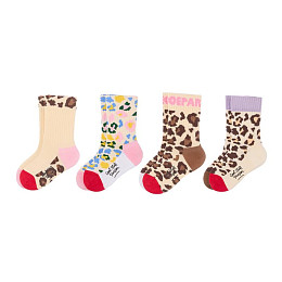 Набор носков Hello Hossy "Leopard", 4 пары, леопардовый микс
