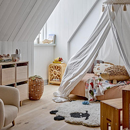 Корзина плетеная для хранения с крышкой Bloomingville MINI "Ягода Pelino", бежевая