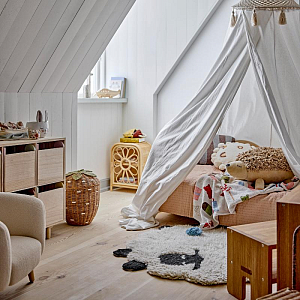 Корзина плетеная для хранения с крышкой Bloomingville MINI "Ягода Pelino", бежевая