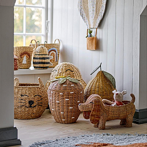 Корзина плетеная для хранения с крышкой Bloomingville MINI "Ягода Pelino", бежевая