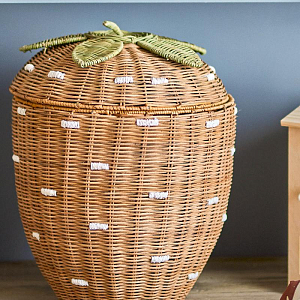 Корзина плетеная для хранения с крышкой Bloomingville MINI "Ягода Pelino", бежевая
