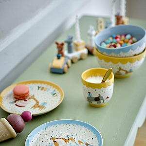 Миска керамическая Bloomingville MINI "Celebrate", микс с голубым, 500 мл