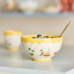Миска керамическая Bloomingville MINI "Celebrate", микс с желтым, 500 мл