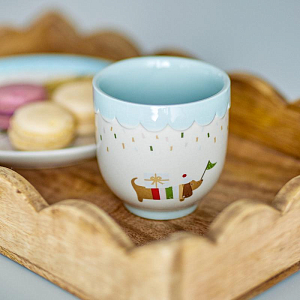 Кружка керамическая Bloomingville MINI "Celebrate", микс с голубым, 150 мл