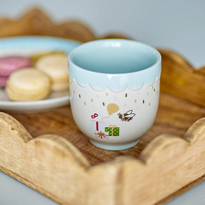 Кружка керамическая Bloomingville MINI "Celebrate", микс с голубым, 150 мл