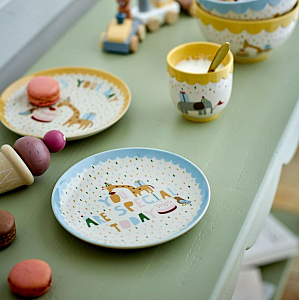 Тарелка керамическая Bloomingville MINI "Celebrate", микс с голубым