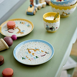 Тарелка керамическая Bloomingville MINI "Celebrate", микс с голубым