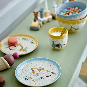 Тарелка керамическая Bloomingville MINI "Celebrate", микс с желтым