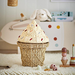 Корзина плетеная в виде мороженого Bloomingville MINI "Cillie", бежевая