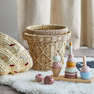 Корзина плетеная в виде мороженого Bloomingville MINI "Cillie", бежевая