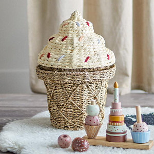 Корзина плетеная в виде мороженого Bloomingville MINI "Cillie", бежевая