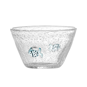 Миска стеклянная Блумингвиль МИНИ (Bloomingville MINI) "Финни", голубые рыбки, 320 мл