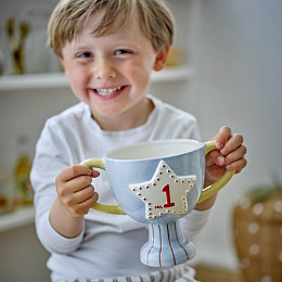 Ваза керамическая призовая Bloomingville MINI "Trophy", голубая