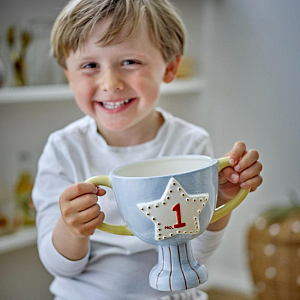 Ваза керамическая призовая Bloomingville MINI "Trophy", голубая