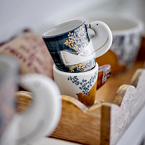 Набор кружек керамических Bloomingville "Hezha Espresso", 2 шт, микс с голубым, 55 мл