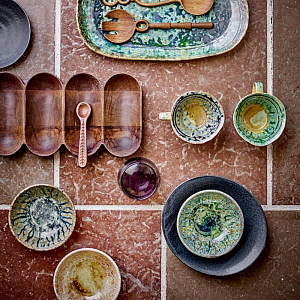 Кружка керамическая Bloomingville "Milani", желто-голубая, 250 мл