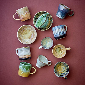 Кружка керамическая Bloomingville "Milani", желто-голубая, 250 мл