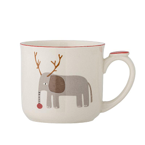 Кружка с крышкой Bloomingville "Valentin", молочная с красным, 300 мл