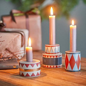 Набор подсвечников керамических Bloomingville "Bitja", 3 шт, микс с голубым