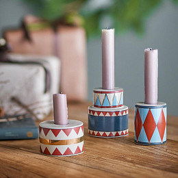 Набор подсвечников керамических Bloomingville "Bitja", 3 шт, микс с голубым