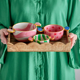 Набор мисок керамических Bloomingville "Caramella", 3 шт, микс с розовым