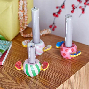 Набор подсвечников керамических Bloomingville "Caramella", 3 шт, микс с розовым