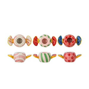 Набор подсвечников керамических Bloomingville "Caramella", 3 шт, микс с розовым