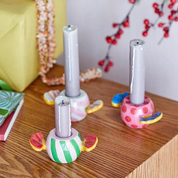 Набор подсвечников керамических Bloomingville "Caramella", 3 шт, микс с розовым