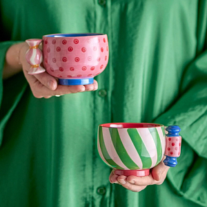 Набор кружек керамических Bloomingville "Caramella", 2 шт, микс с розовым, 250 мл