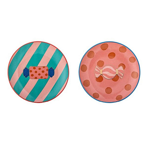 Набор тарелок керамических Bloomingville "Caramella", 2 шт, микс с розовым