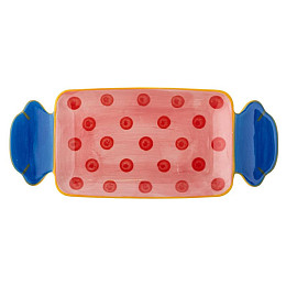 Блюдо сервировочное керамическое Bloomingville "Caramella", горошек на розовом